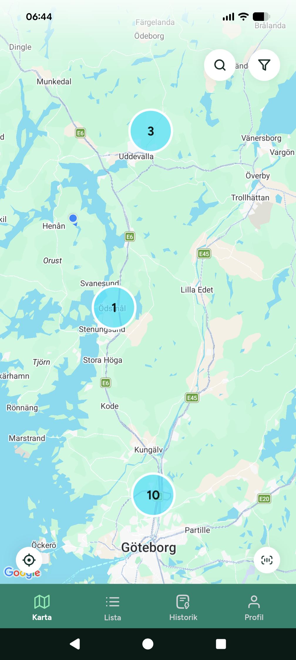 EBB karta över laddstationer